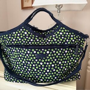 Vera Bradley Navy and Lime Green Dot Tote